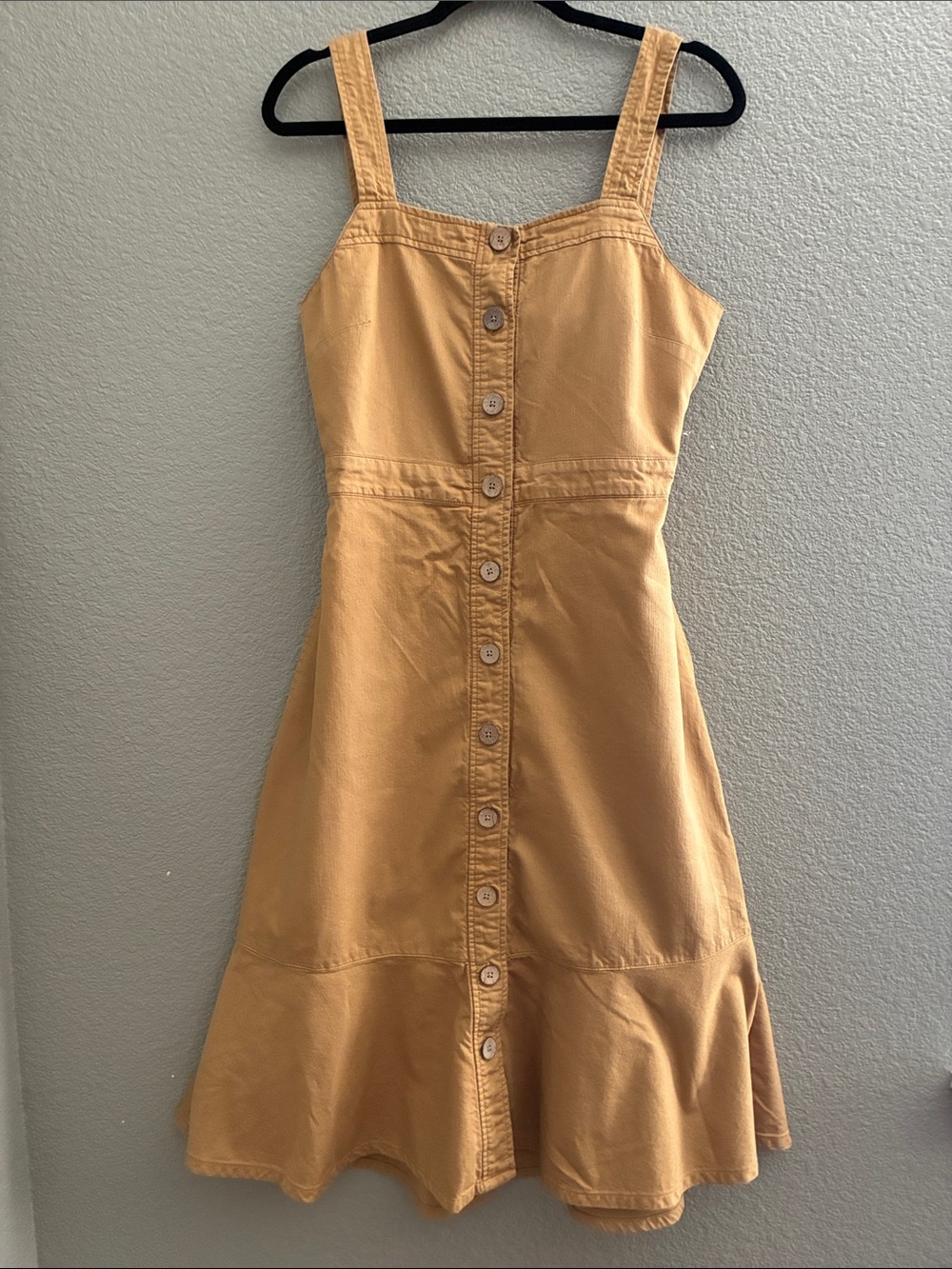 Oat New York Mustard Button-Front Midi Dress